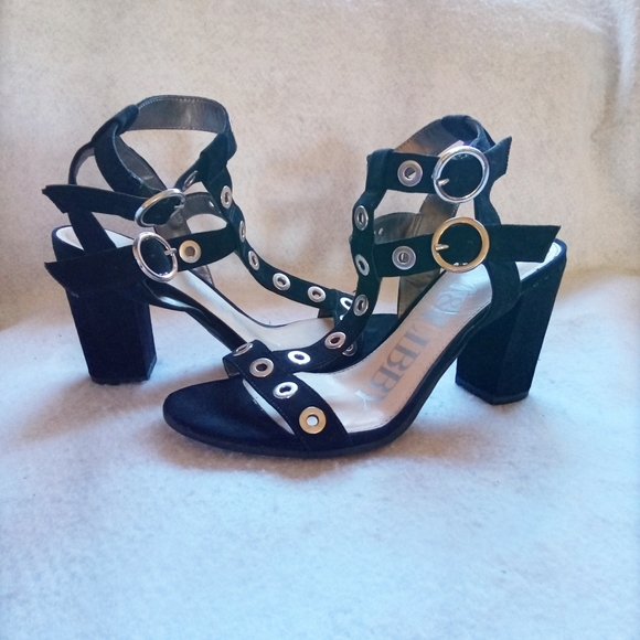 Sam & Libby black suede double buckle heels - Picture 4 of 11